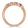 Ruby Pear Cut Half Eternity Wedding Band - 925 Sterling Silver