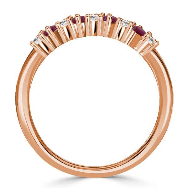Ruby Pear Cut Half Eternity Wedding Band - 925 Sterling Silver