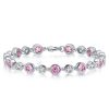 White & Pink Sapphire Sterling Silver Tennis Bracelet for Women