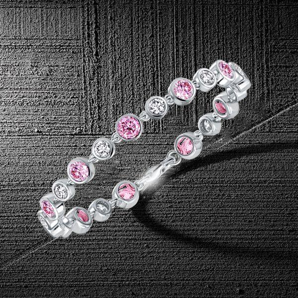 White & Pink Sapphire Sterling Silver Tennis Bracelet for Women