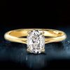 1.50 CT Cushion Cut Hidden Halo Engagement Ring in 18K Gold Plated Sterling Silver