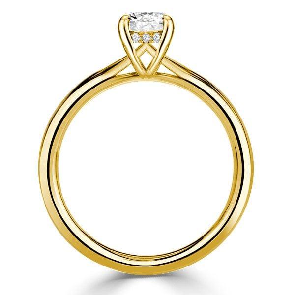 1.50 CT Cushion Cut Hidden Halo Engagement Ring in 18K Gold Plated Sterling Silver