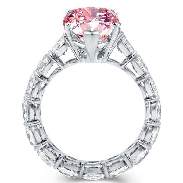 Sterling Silver Pear Cut Pink Stone Engagement Ring with Rhodium Finish