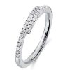 Round Cut White Sapphire Half Eternity Wedding Band in Rhodium Plated Sterling Silver