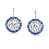 Halo White Sapphire & Blue Sapphire Sterling Silver Necklace & Earrings Set