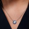 Halo White Sapphire & Blue Sapphire Sterling Silver Necklace & Earrings Set
