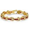 Art Deco Princess Cut Ruby Bracelet - 18K Gold Plated Sterling Silver Wedding Jewelry