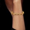Art Deco Princess Cut Ruby Bracelet - 18K Gold Plated Sterling Silver Wedding Jewelry