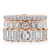 Rose Gold Eternity Band Set - Triple Row White Sapphire Stackable Rings