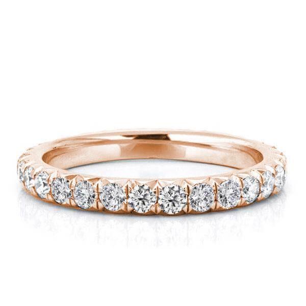 Rose Gold Eternity Band Set - Triple Row White Sapphire Stackable Rings
