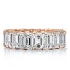 Rose Gold Eternity Band Set - Triple Row White Sapphire Stackable Rings