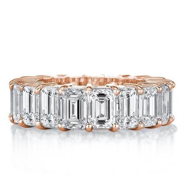 Rose Gold Eternity Band Set - Triple Row White Sapphire Stackable Rings