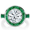 Emerald Cut Halo Ring - 925 Sterling Silver Engagement Promise Ring