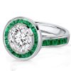 Emerald Cut Halo Ring - 925 Sterling Silver Engagement Promise Ring