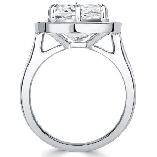 Emerald Cut Halo Ring - 925 Sterling Silver Engagement Promise Ring
