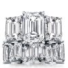 Sterling Silver Three Stone Ladder Design Bridal Set (4.00CT & 2.50CT)
