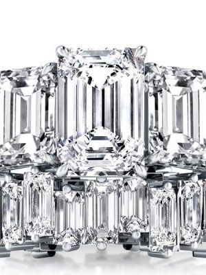 Sterling Silver Three Stone Ladder Design Bridal Set (4.00CT & 2.50CT)
