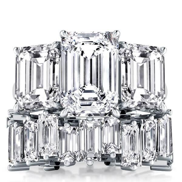 Sterling Silver Three Stone Ladder Design Bridal Set (4.00CT & 2.50CT)