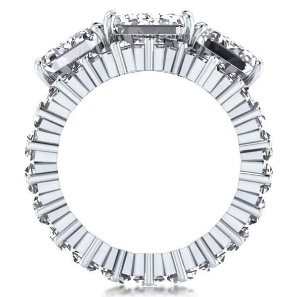 Sterling Silver Three Stone Ladder Design Bridal Set (4.00CT & 2.50CT)