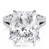 Cushion Cut 6.00 CT Sterling Silver Split Shank Double Prong Engagement Ring