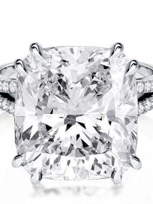 Cushion Cut 6.00 CT Sterling Silver Split Shank Double Prong Engagement Ring