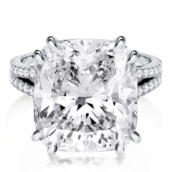 Cushion Cut 6.00 CT Sterling Silver Split Shank Double Prong Engagement Ring