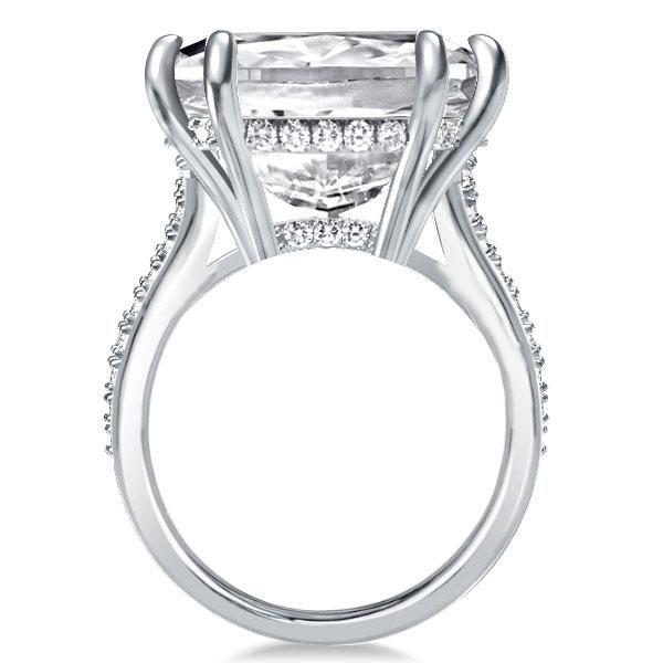 Cushion Cut 6.00 CT Sterling Silver Split Shank Double Prong Engagement Ring