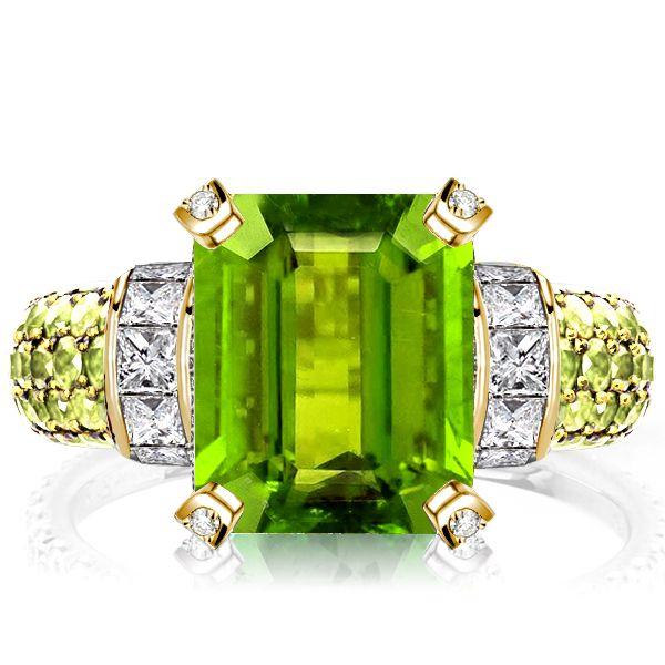 Vintage Emerald Cut Peridot Engagement Ring in Sterling Silver