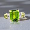 Vintage Emerald Cut Peridot Engagement Ring in Sterling Silver