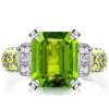 Vintage Emerald Cut Peridot Engagement Ring in Sterling Silver