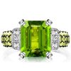 Vintage Emerald Cut Peridot Engagement Ring in Sterling Silver