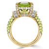 Vintage Emerald Cut Peridot Engagement Ring in Sterling Silver