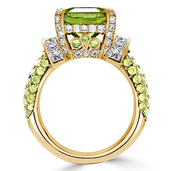 Vintage Emerald Cut Peridot Engagement Ring in Sterling Silver