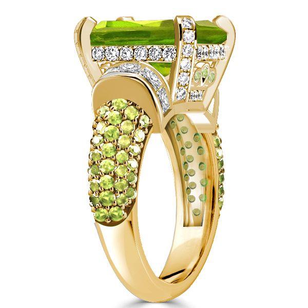Vintage Emerald Cut Peridot Engagement Ring in Sterling Silver