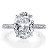 Oval Created White Sapphire Engagement Ring in Sterling Silver