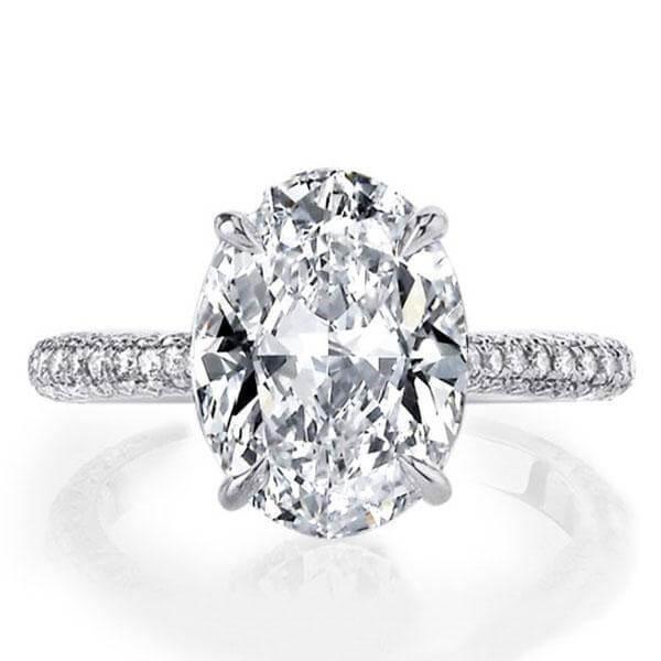 Oval Created White Sapphire Engagement Ring in Sterling Silver