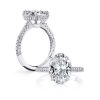 Oval Created White Sapphire Engagement Ring in Sterling Silver