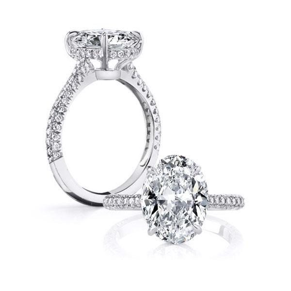 Oval Created White Sapphire Engagement Ring in Sterling Silver