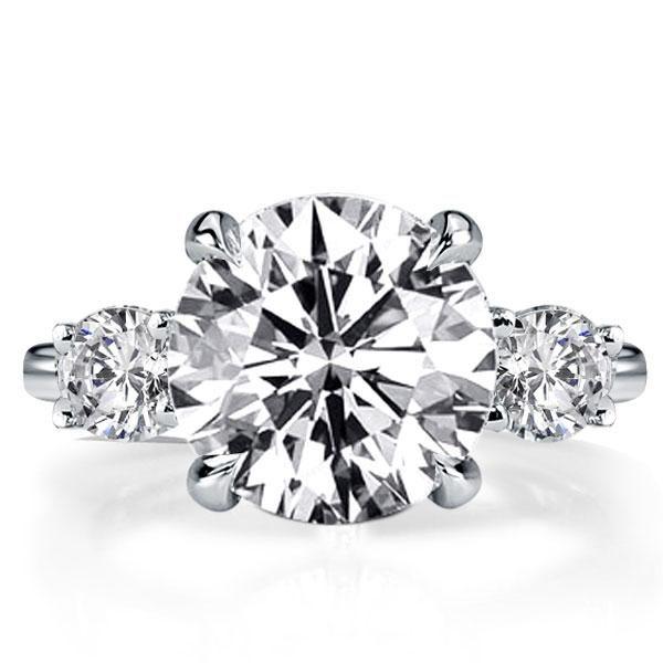 White Sapphire Three Stone Engagement Ring - 925 Sterling Silver