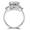 White Sapphire Three Stone Engagement Ring - 925 Sterling Silver