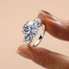 White Sapphire Three Stone Engagement Ring - 925 Sterling Silver