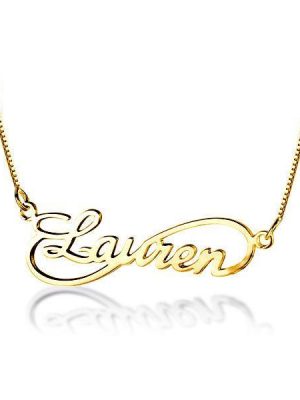 Personalized Infinity Name Necklace - 18K Gold Plated Sterling Silver Love Pendant for Women