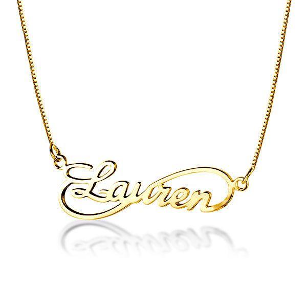 Personalized Infinity Name Necklace - 18K Gold Plated Sterling Silver Love Pendant for Women