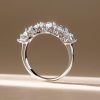 Cushion Cut Five Stone Wedding Band in 925 Sterling Silver with Rhodium Plating