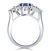 Cushion Cut Flower Engagement Ring in Rhodium Plated Sterling Silver