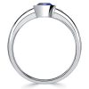 Pear Shaped Blue Sapphire 3 Stone Ring for Women in Sterling Silver