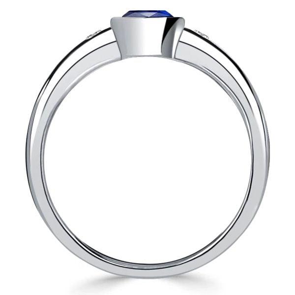 Pear Shaped Blue Sapphire 3 Stone Ring for Women in Sterling Silver