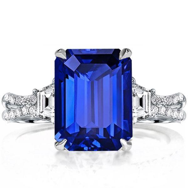 Vintage Style Emerald Cut Sterling Silver Engagement Ring