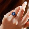Vintage Style Emerald Cut Sterling Silver Engagement Ring