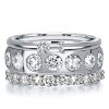 Baguette & Round Cut Sterling Silver Stackable Band Ring Set - 6.06 CT. TW.